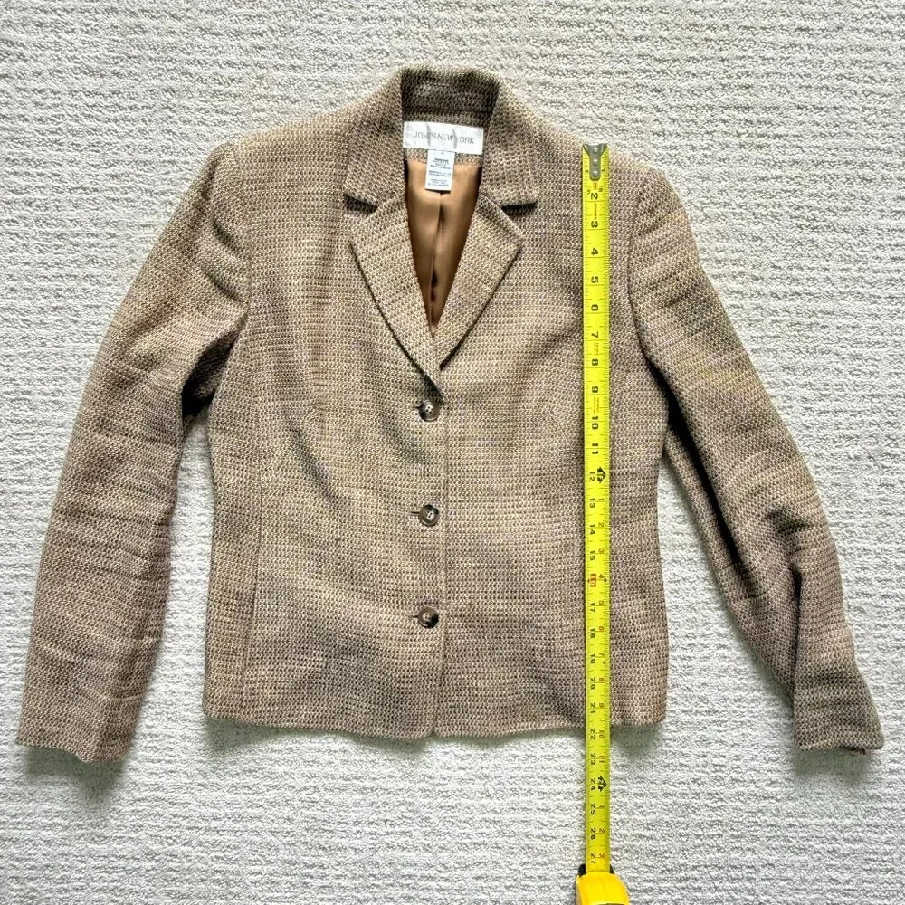 Jones New York | Vintage Lightweight Tweed Silk Linen Blazer Sz 4 - Picture 5 of 6